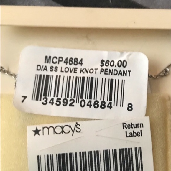 NWT “Silver Love Knot with Diamonds” Necklace - Picture 2 of 2